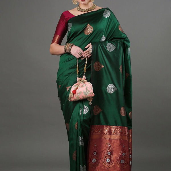 Luxurious Green Jacquard Saree