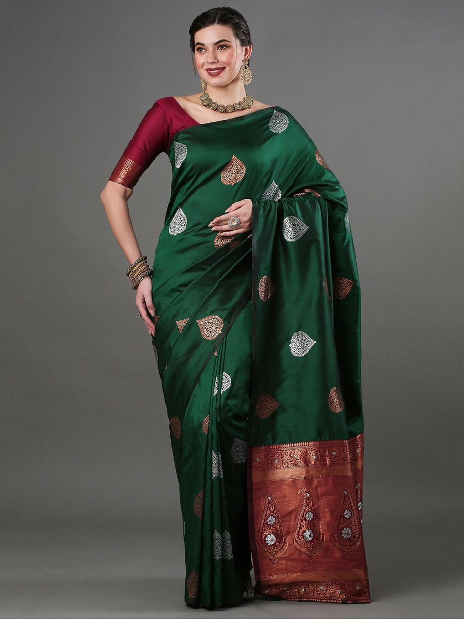 Luxurious Green Jacquard Saree