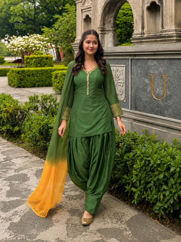 Green Embroidered Kurta Pant Set