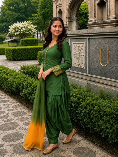 Green Embroidered Kurta Pant Set
