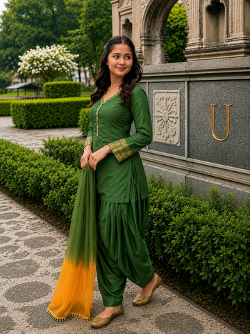 Green Embroidered Kurta Pant Set