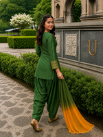 Green Embroidered Kurta Pant Set