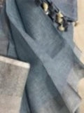 Grey Colour Women's Plain Linen Saree With Party Wear