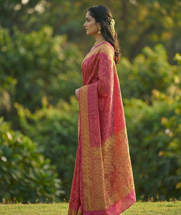 Maroon Jacquard Saree – Elegant Woven Design for Weddings & Celebrations