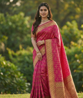 Maroon Jacquard Saree – Elegant Woven Design for Weddings & Celebrations