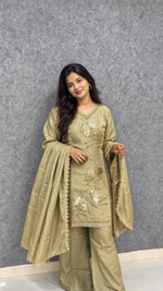 Olive Green Beads & Sequin Designer Suit Set