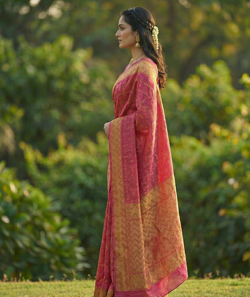 Maroon Jacquard Saree
