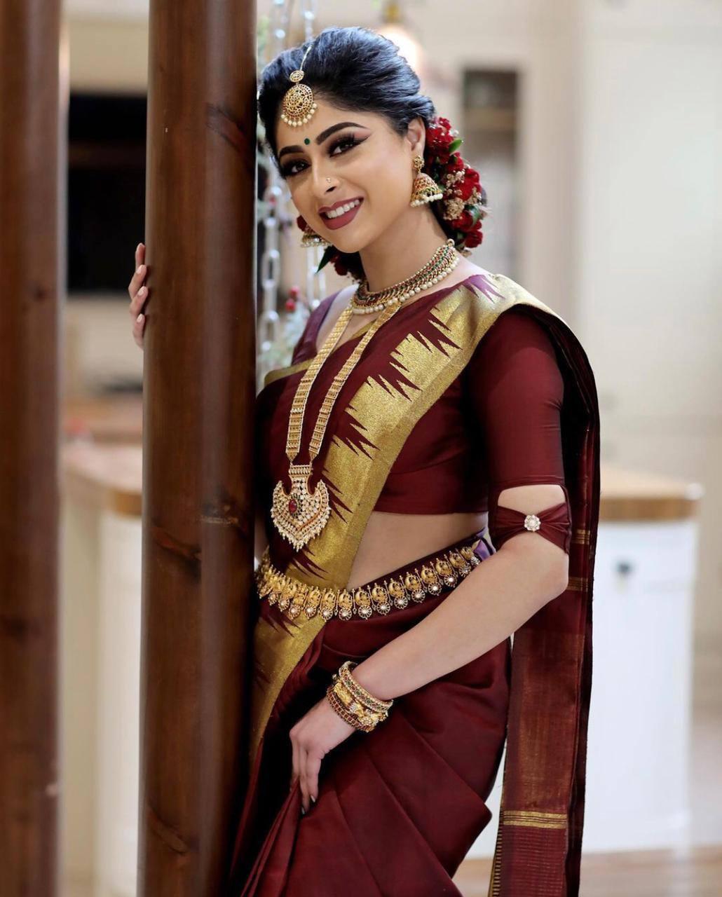 Imposing Brown Colored Kanchivaram Silk Saree - Ibis Fab