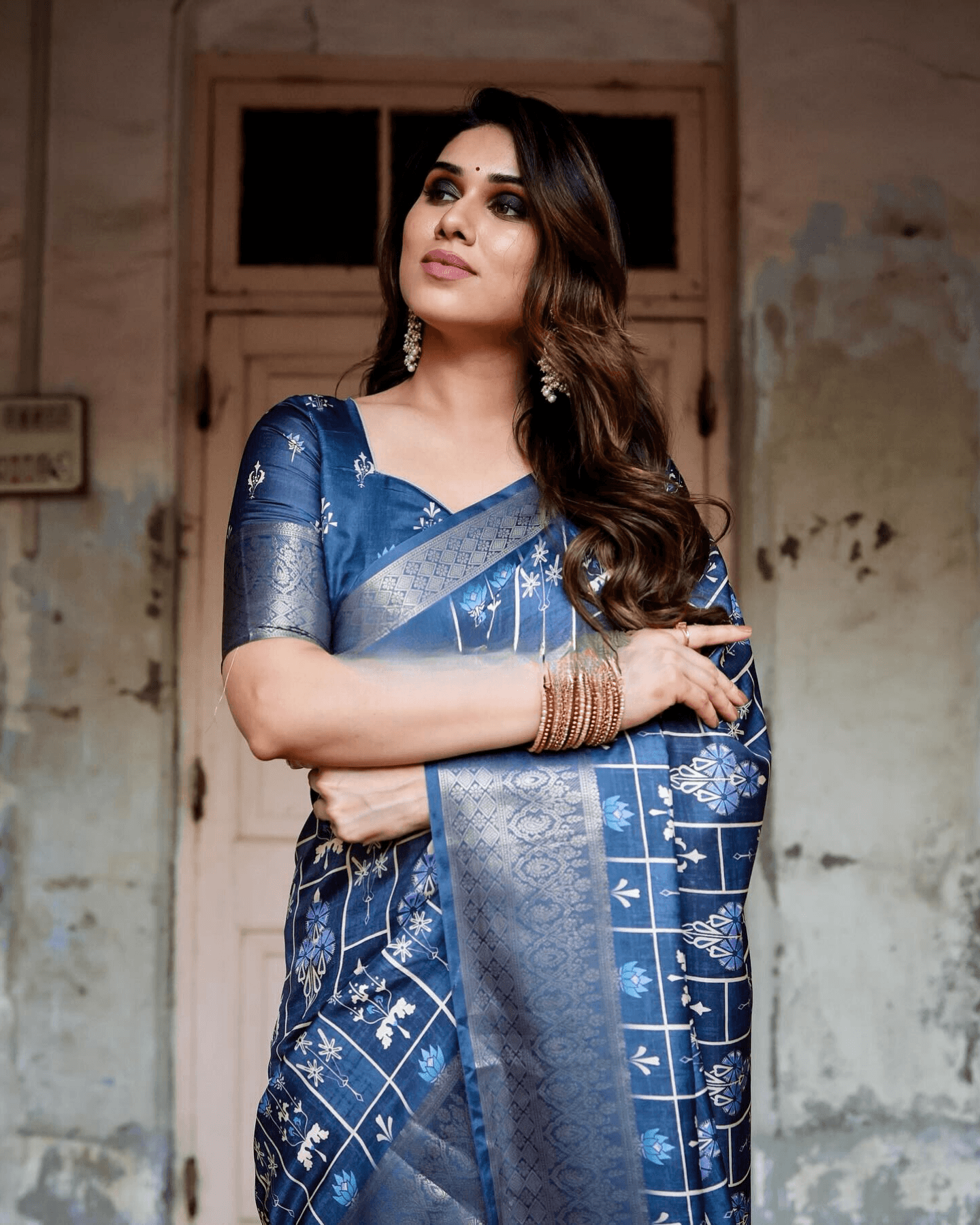 Impressive Navy Blue Color Jacquard Silk Saree - Ibis Fab