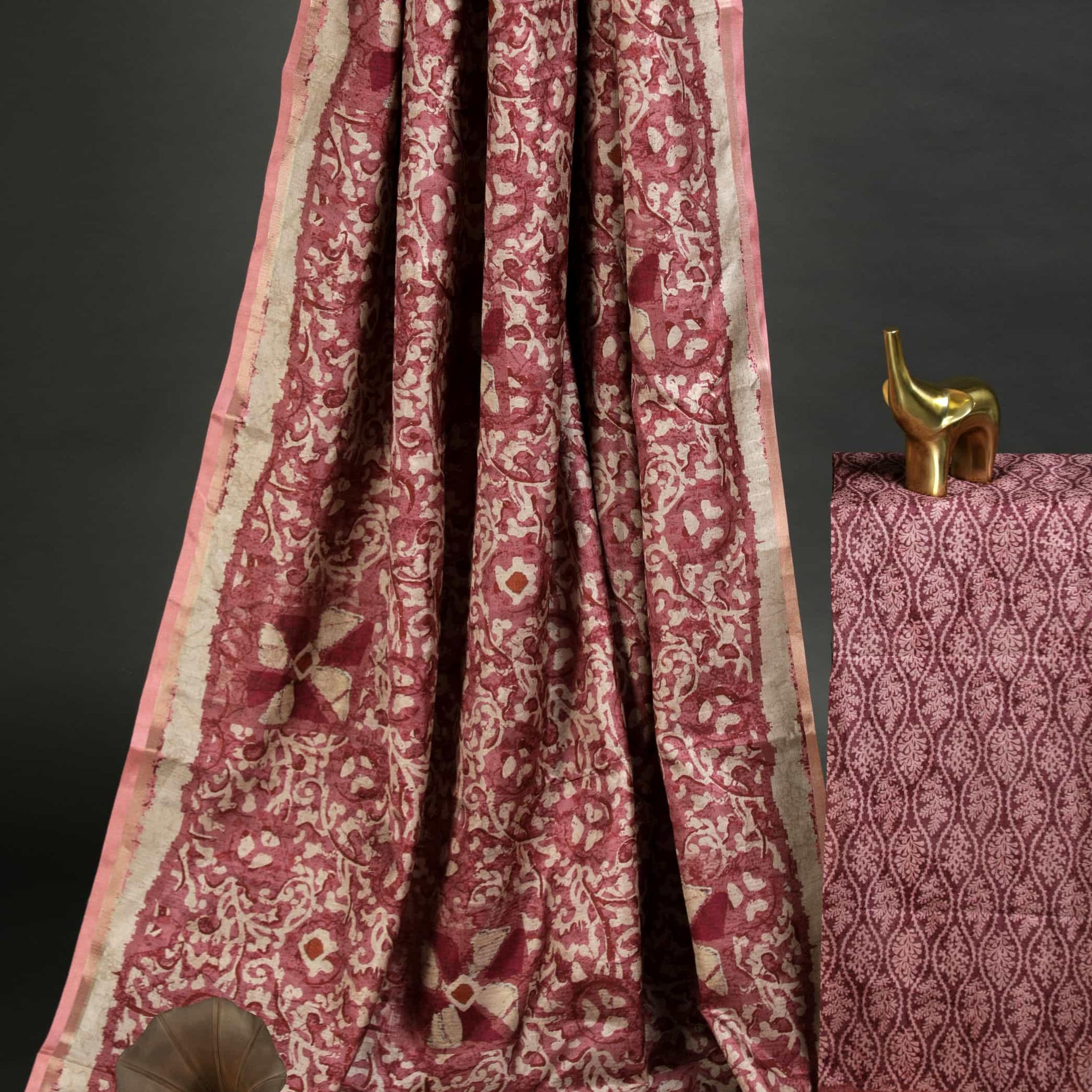 Intricate Rani Pink Colored Cotton Linen Designer Printed Saree - Ibis Fab