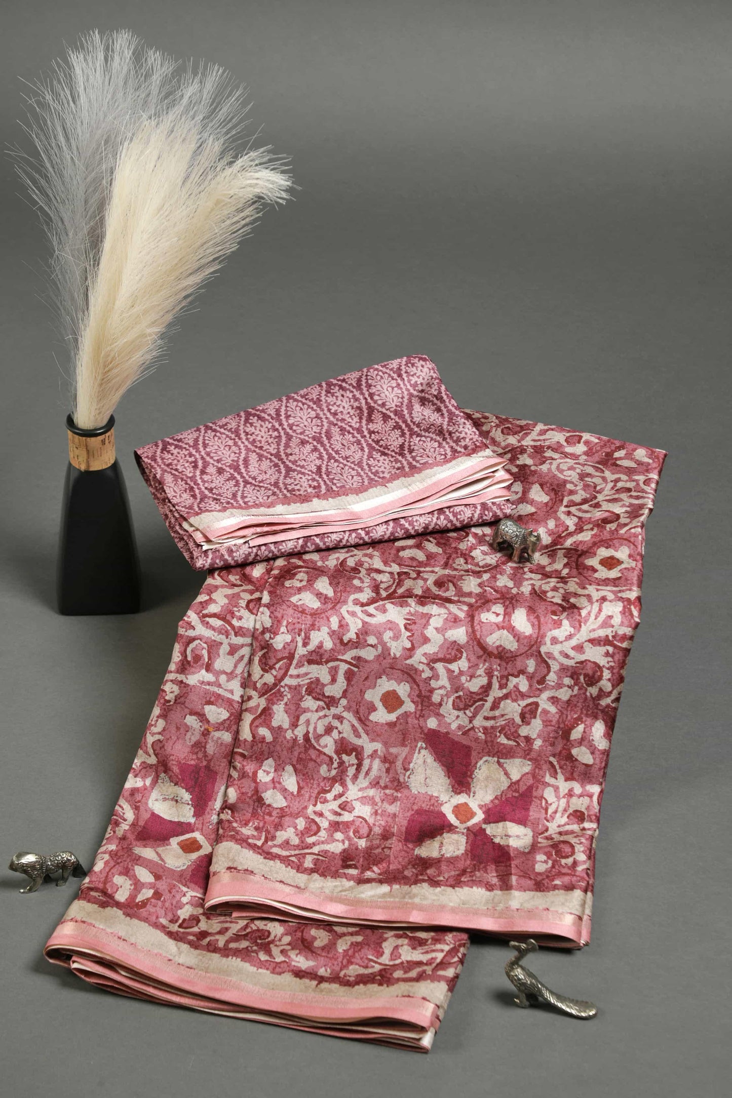 Intricate Rani Pink Colored Cotton Linen Designer Printed Saree - Ibis Fab