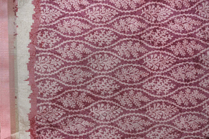 Intricate Rani Pink Colored Cotton Linen Designer Printed Saree