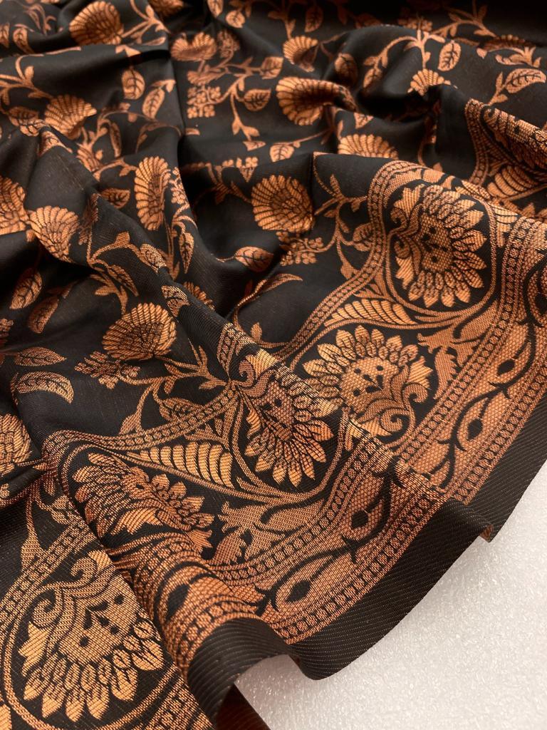 jacquard Saree with Floral Woven Motifs - Ibis Fab