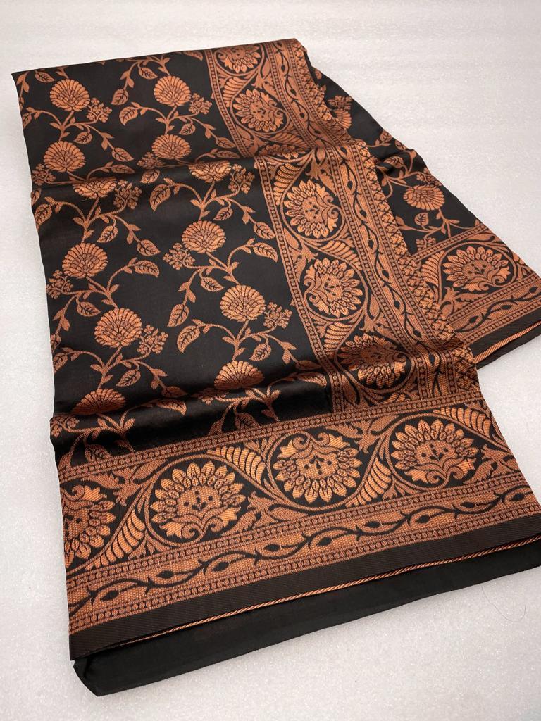 jacquard Saree with Floral Woven Motifs - Ibis Fab