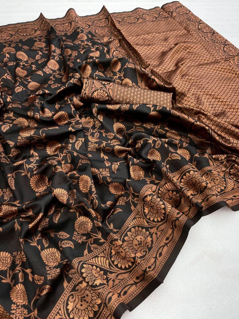 jacquard Saree with Floral Woven Motifs - Ibis Fab