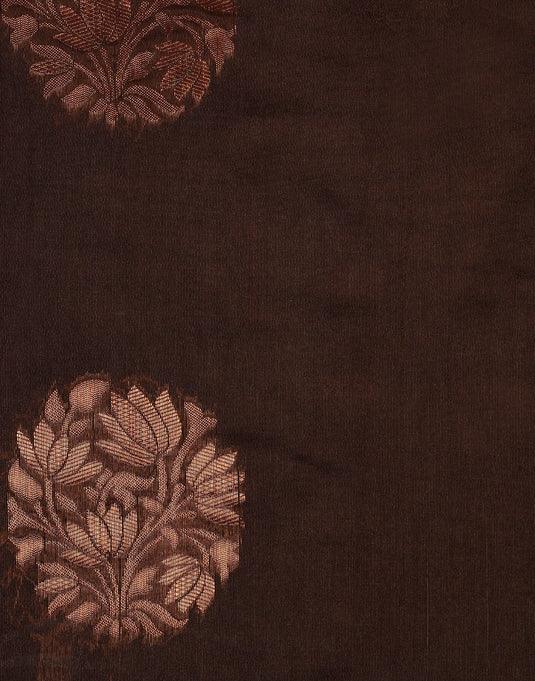 Jacquard Silk Sarees Brown Colour, casual wear - Ibis Fab