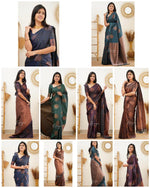 Jacquard Silk Sarees Green Colour, casual wear - Ibis Fab
