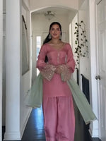 Pink Embroidered Kurta Pant Set