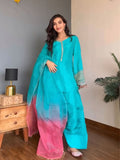 Sky Blue Embroidered Kurta Pant Set
