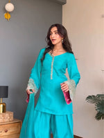 Sky Blue Embroidered Kurta Pant Set