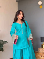 Sky Blue Embroidered Kurta Pant Set