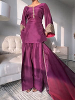 Wine Embroidered Kurta Pant Set