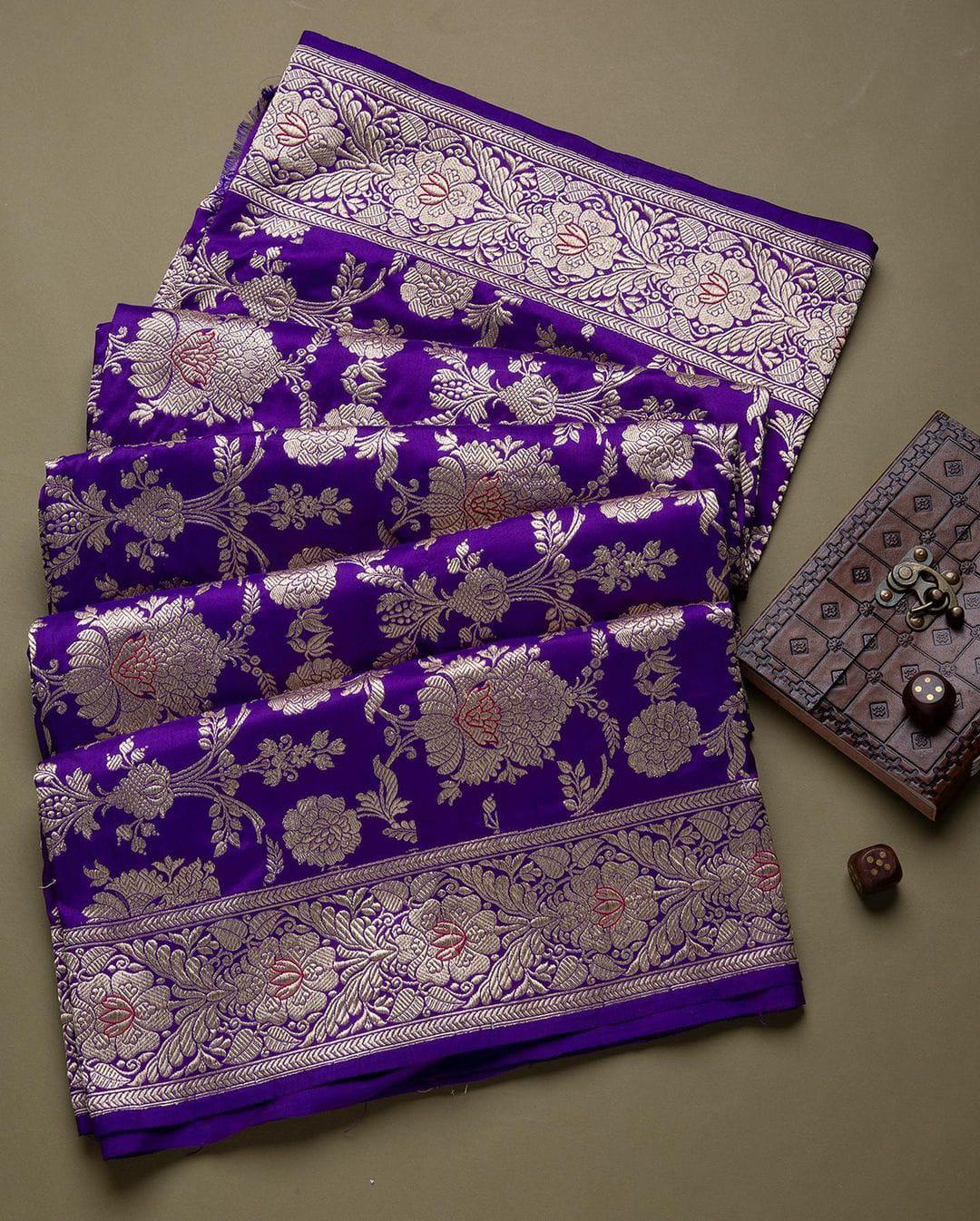 Kanjivaram Silk Saree With Heavy Quality Purple - Ibis Fab