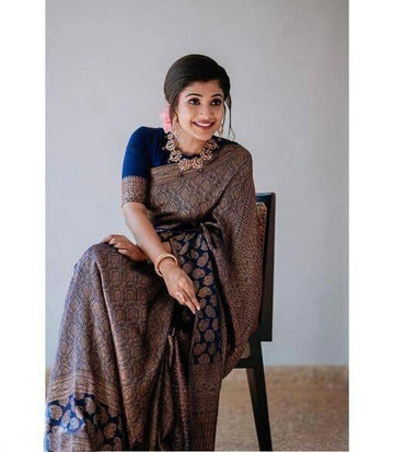 Latest Launched Night Blue Soft Lichi Silk Saree