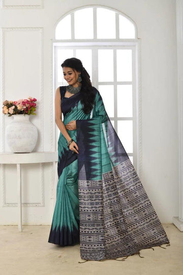 Linen saree in blue, dazzling party wear