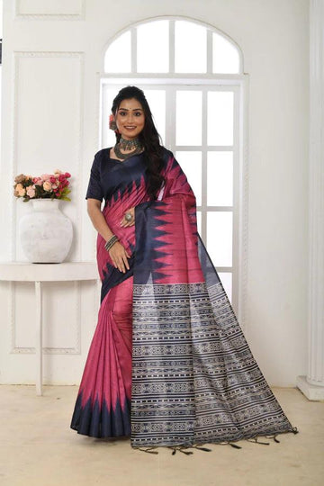 Linen saree in pink, dazzling party wear