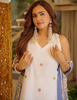 Ivory White Ombre Embroidered Kurta Palazzo Set