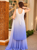 Ivory White Ombre Embroidered Kurta Palazzo Set