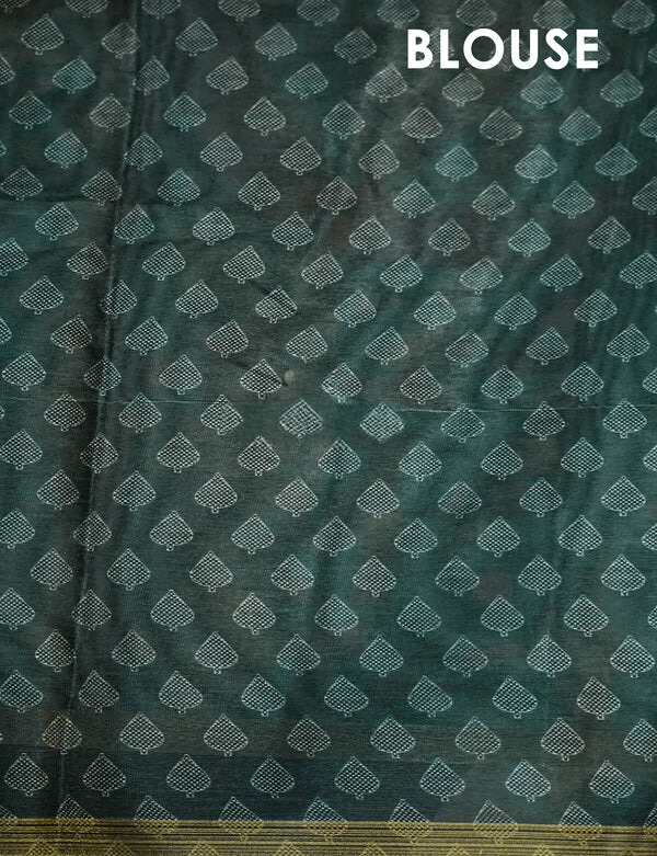 Majesty Sea Green Colored Cotton Linen Designer Printed Saree - Ibis Fab