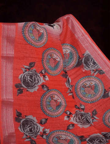 Marvellous Pista Colored Cotton Linen Designer Printed Saree