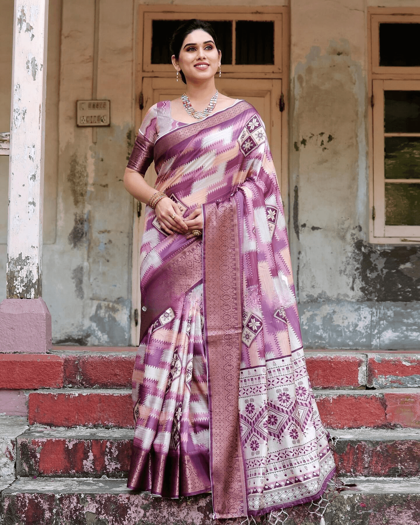 Mesmerising Light Pink Colored Jacquard Silk Saree - Ibis Fab