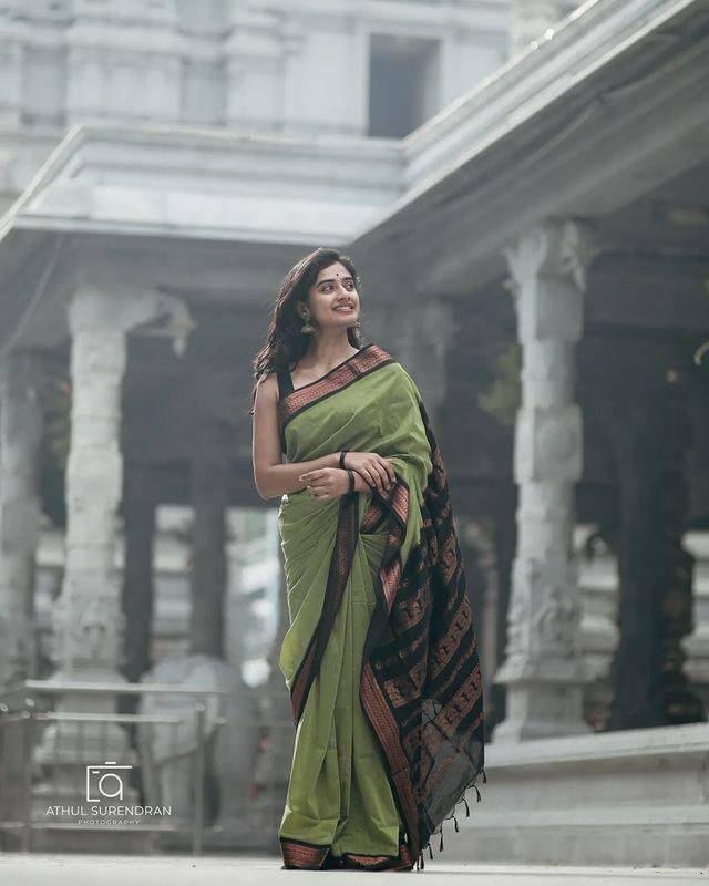 Mint Green & Black Banarasi Soft Silk Saree With Zari Weaving Work - Ibis Fab