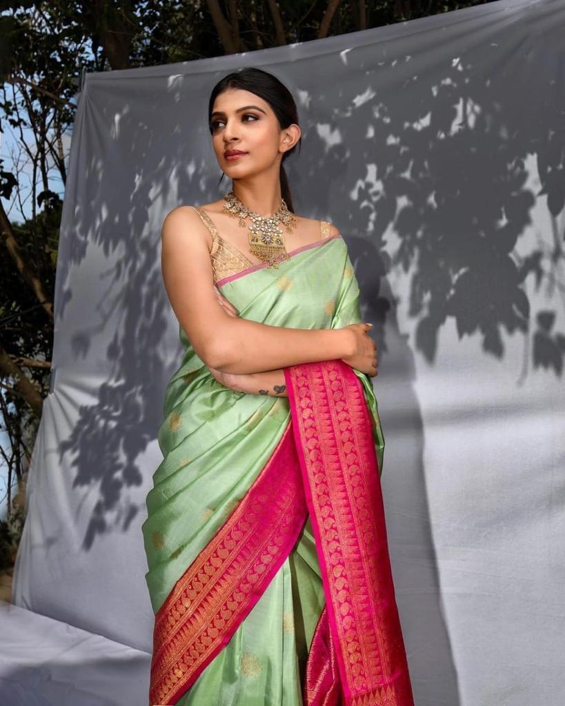 Mint Green Cotton Silk Ilkal Saree - Ibis Fab