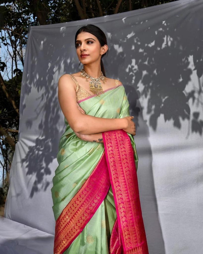 Mint Green Cotton Silk Ilkal Saree