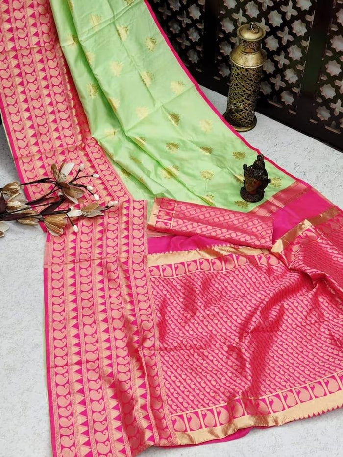 Mint Green Cotton Silk Ilkal Saree