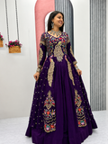 Royal Purple Vichitra Silk Embroidered Lehenga Choli Set