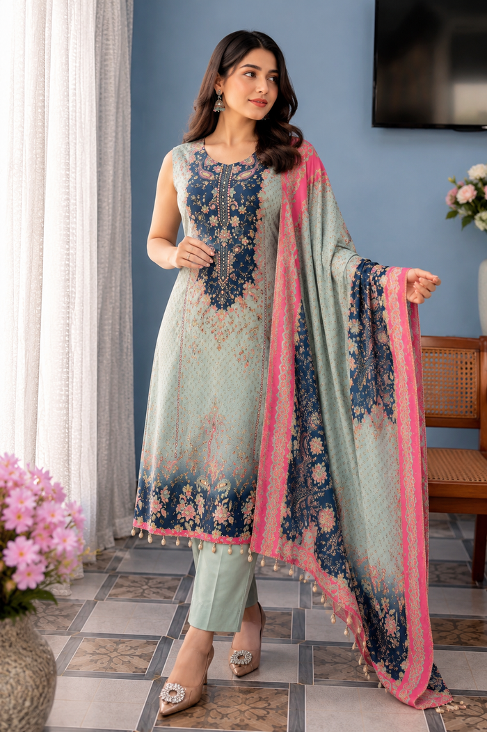 Floral Printed Straight Suit Set