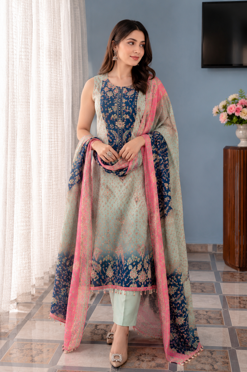 Floral Printed Straight Suit Set