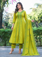 Lime Green Printed Kurta Pant Set