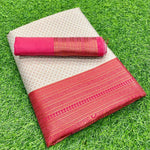 Off white & Pink jacquard banarasi silk saree - Ibis Fab