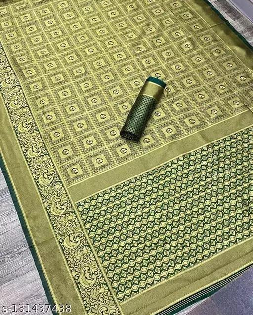 Olive Green Art Silk Jacquard Work Saree