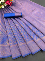 Pure jacquard Silk Sarees Royal Blue Colour, Wedding Wear - Ibis Fab