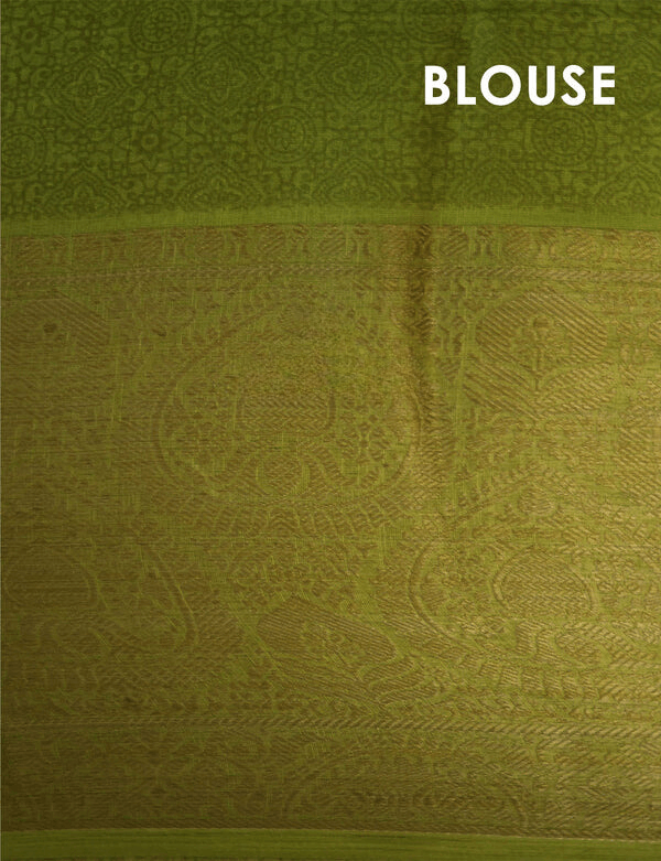 Opulent Dark Green Colored Cotton Linen Designer Printed Saree - Ibis Fab