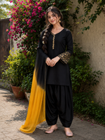 Black Embroidered Kurta Pant Set