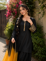Black Embroidered Kurta Pant Set