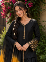 Black Embroidered Kurta Pant Set